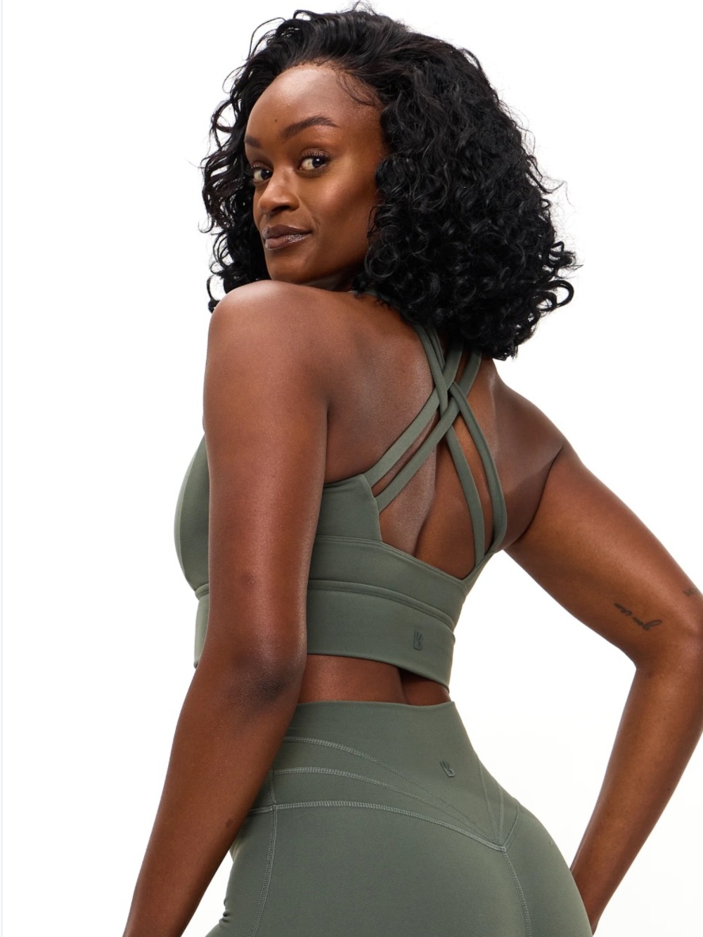 Phenix Olive Green Strappy Crisscross Sports Bra